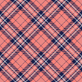 Chic Coral Navy Tartan Fresh Look Stijlvolle tafel Lange Tafelloper