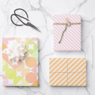 Chic Coral Oranje Blush Pink Circles Art Patroon Inpakpapier Vel