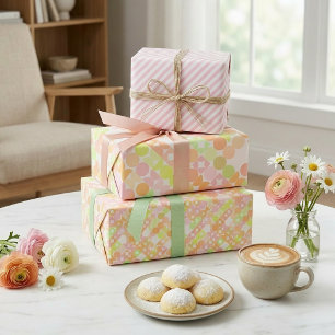 Chic Coral Oranje Blush Pink Circles Art Patroon Inpakpapier Vel