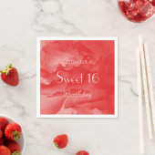 Chic Coral Pink Rose Sweet 16 Birthday Party Paper Servet (Insitu)