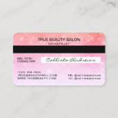 Chic Coral Pink Sequin Glitter Creditcard Logo Visitekaartje (Achterkant)