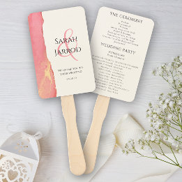 Chic Coral Pink set of Wedding Fans Handwaaier