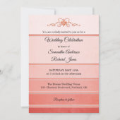 Chic Coral Striped Ton sur Ton Wedding Invitation Kaart (Voorkant)