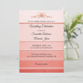 Chic Coral Striped Ton sur Ton Wedding Invitation Kaart (Staand voorkant)