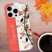 Chic Coral White Fall verlaat aangepaste naam iPhone Hoesje