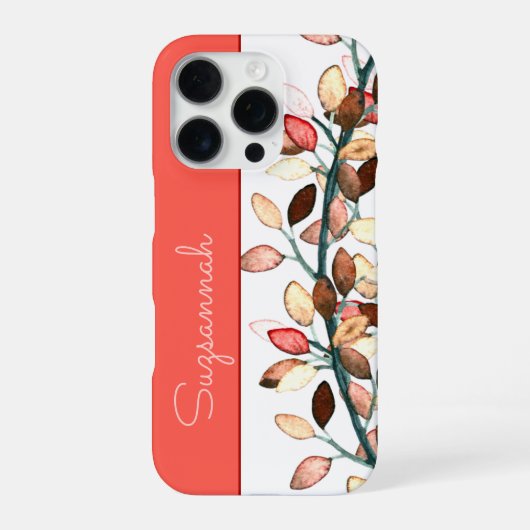 Chic Coral White Fall verlaat aangepaste naam iPhone Hoesje (Achterkant)