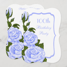 Chic Corner Blauwe Rozen 100ste Verjaardag Kaart