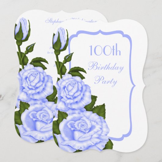 Chic Corner Blauwe Rozen 100ste Verjaardag Kaart (Voorkant / Achterkant)