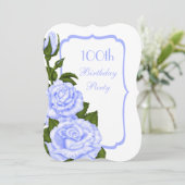 Chic Corner Blauwe Rozen 100ste Verjaardag Kaart (Staand voorkant)
