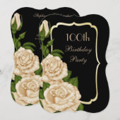 Chic Corner Ivoor Rozen 100ste Verjaardag Kaart (Voorkant / Achterkant)