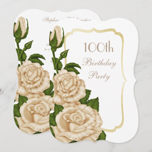 Chic Corner Ivory Roses 100ste verjaardag Kaart (Voorkant / Achterkant)