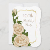 Chic Corner Ivory Roses 100ste verjaardag Kaart (Voorkant)