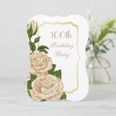 Chic Corner Ivory Roses 100ste verjaardag Kaart (Staand voorkant)