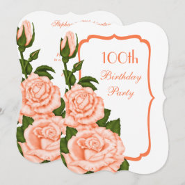 Chic Corner Koraal Rozen 100ste Verjaardag Kaart