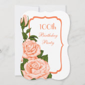 Chic Corner Koraal Rozen 100ste Verjaardag Kaart (Voorkant)