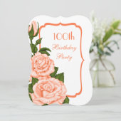 Chic Corner Koraal Rozen 100ste Verjaardag Kaart (Staand voorkant)