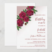 Chic Corner Rode Rozen Bloemen Decoratieve Verjaar Kaart (Voorkant / Achterkant)