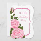Chic Corner Roze Rozen 100ste Verjaardag Kaart (Voorkant)