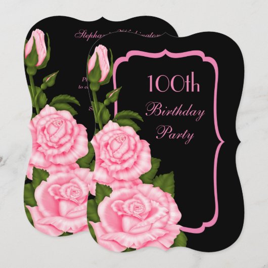 Chic Corner Roze Rozen 100ste Verjaardag Kaart (Voorkant / Achterkant)