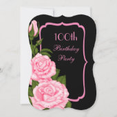 Chic Corner Roze Rozen 100ste Verjaardag Kaart (Voorkant)