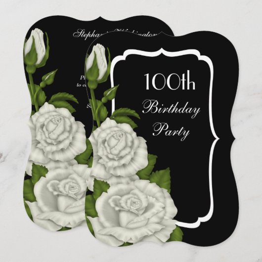 Chic Corner Witte Rozen 100ste Verjaardag Kaart (Voorkant / Achterkant)