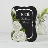 Chic Corner Witte Rozen 100ste Verjaardag Kaart (Staand voorkant)