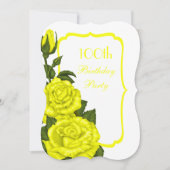 Chic Corner Yellow Roses 100th Birthday Kaart (Voorkant)