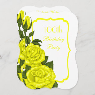 Chic Corner Yellow Roses 100th Birthday Kaart