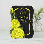 Chic Corner Yellow Roses 100th Birthday Kaart (Staand voorkant)