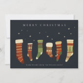 CHIC CORPORATE NAVY RED GREEN CHRISTMAS STOCKINGS FEESTDAGENKAART (Voorkant)