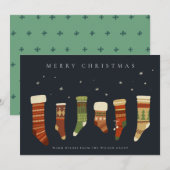 CHIC CORPORATE NAVY RED GREEN CHRISTMAS STOCKINGS FEESTDAGENKAART (Voorkant / Achterkant)