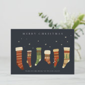 CHIC CORPORATE NAVY RED GREEN CHRISTMAS STOCKINGS FEESTDAGENKAART (Staand voorkant)