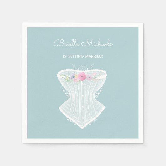 Chic Corset Bloemen Persoonlijk Lingerie Vrijgezel Servet (Voorkant)