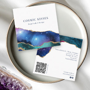 Chic Cosmic Stars Galaxy Business QR Code Sociaal Vierkante Visitekaartje