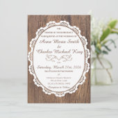 Chic Country Lace op Rustic Dark Wood  Kaart (Staand voorkant)
