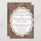 Chic Country Lace op Rustic Dark Wood  Kaart (Voorkant / Achterkant)