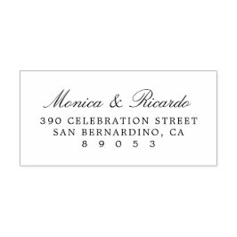 Chic Couple Calligraphy Wedding Return Address Rubberstempel