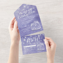 Chic Couple Mason Jar Lavender Paars Wedding RSVP