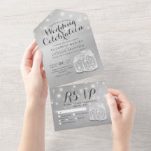 Chic Couple Mason Jar Lavender Silver Wedding RSVP