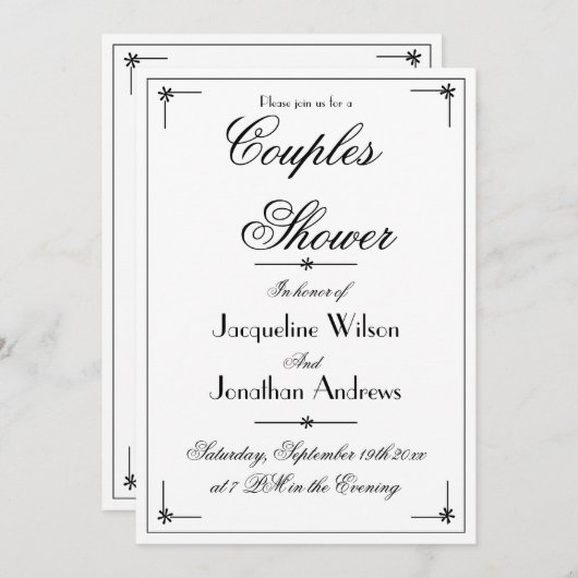 Chic Couples Shower Elegant Custom Script Cool Kaart (Voorkant / Achterkant)