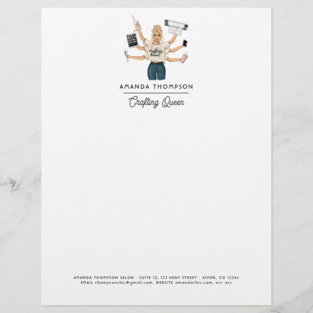 Chic Crafting Queen Business Branding Briefhoofd (Voorkant)