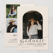 Chic Cream Arch 5 Photo Collage Afstuderen Aankondiging (Voorkant / Achterkant)