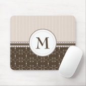 Chic Cream Beige Brown Custom Monogram Patroon Muismat (Met muis)