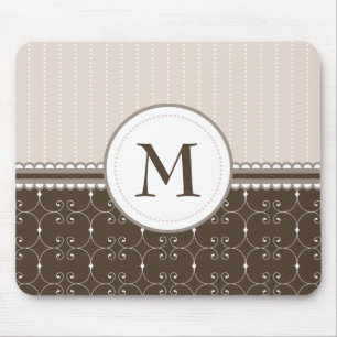 Chic Cream Beige Brown Custom Monogram Patroon Muismat