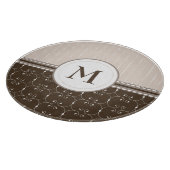 Chic Cream Beige Brown Custom Monogram Patroon Snijplank (Hoek)