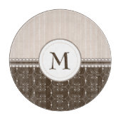 Chic Cream Beige Brown Custom Monogram Patroon Snijplank (Voorkant)