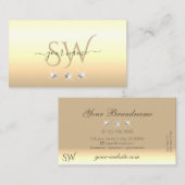 Chic Cream Beige Ombre Initialen voor mousserende  Visitekaartje (Voorkant / Achterkant)