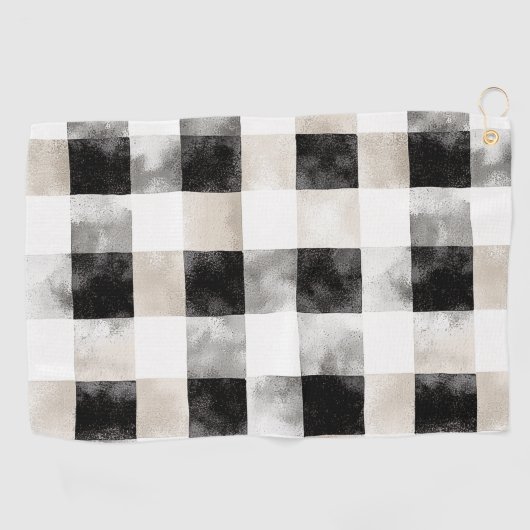 Chic Cream Black Plaid Golfhanddoek (Horizontaal)