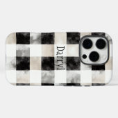 Chic Cream Black Plaid Kerstmis Case-Mate iPhone Case (Achterkant (horizontaal))
