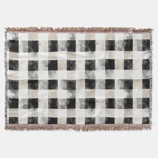 Chic Cream Black Plaid Kerstmis Deken (Voorkant)